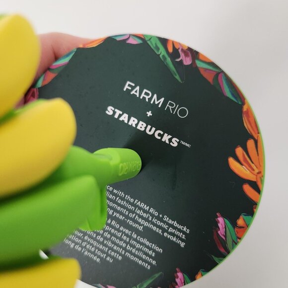 Starbucks X Farm Rio Banana Leaves Cold Cup Tumbler With Straw & Topper Lid NEW - Picture 3 of 8